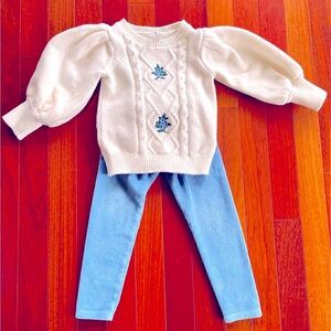 Janie and Jack matching sweater and cord legging set